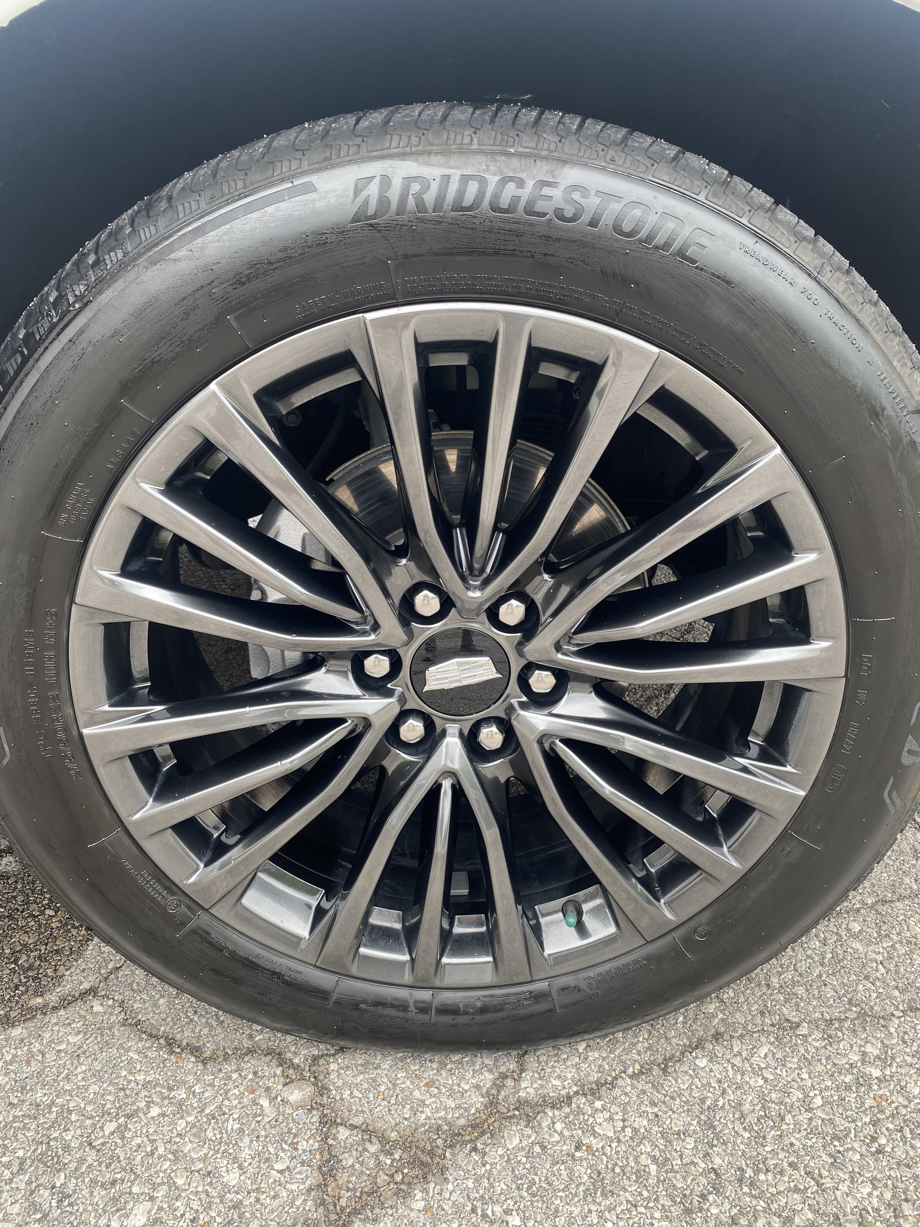 Cadillac Escalade wheel, close-up, freshly detailed